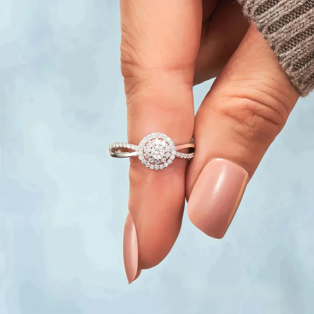 TWINKLEONE Eternal Promise 925 Sterling Silver Ring with Starry Sky Design, a gift for your girlfriend.