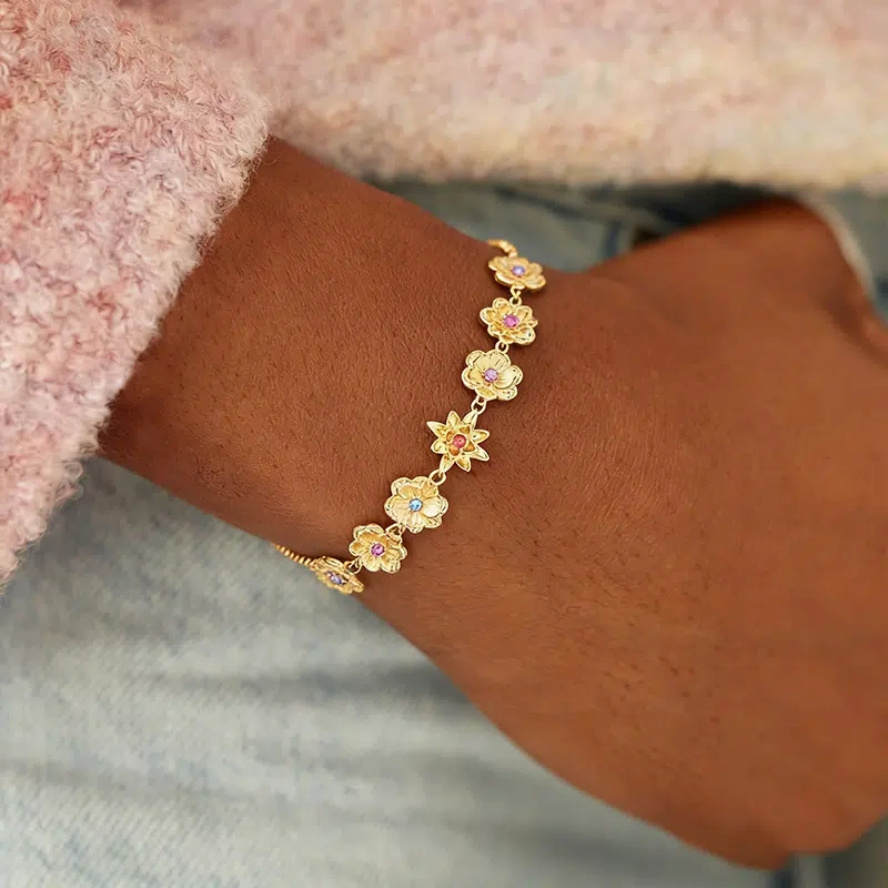 Custom 1-12 Birthstone Eternal Flower Bracelet - Sentimental Personalized Jewelry Gift
