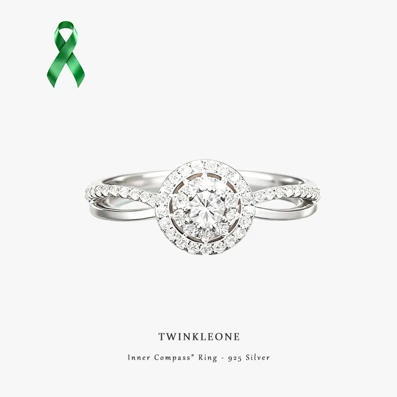 “Inner Compass” Ring - 925 Silver & Zircon, Mental Wellness Jewelry, Self-Support Anchor