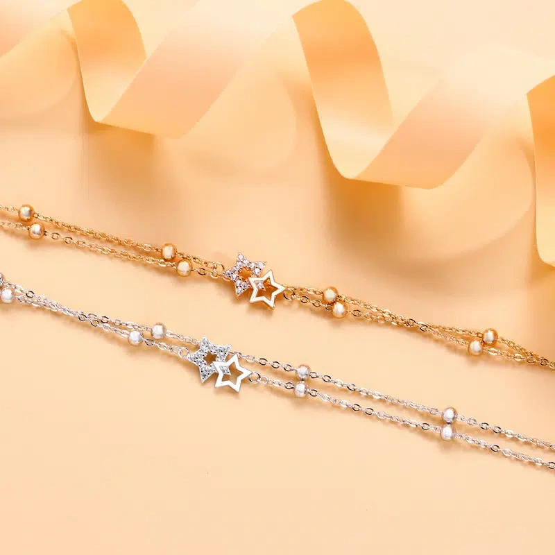 Self Discovery Bracelet Sterling Silver | Dual Star Charm Jewelry for Personal Growth
