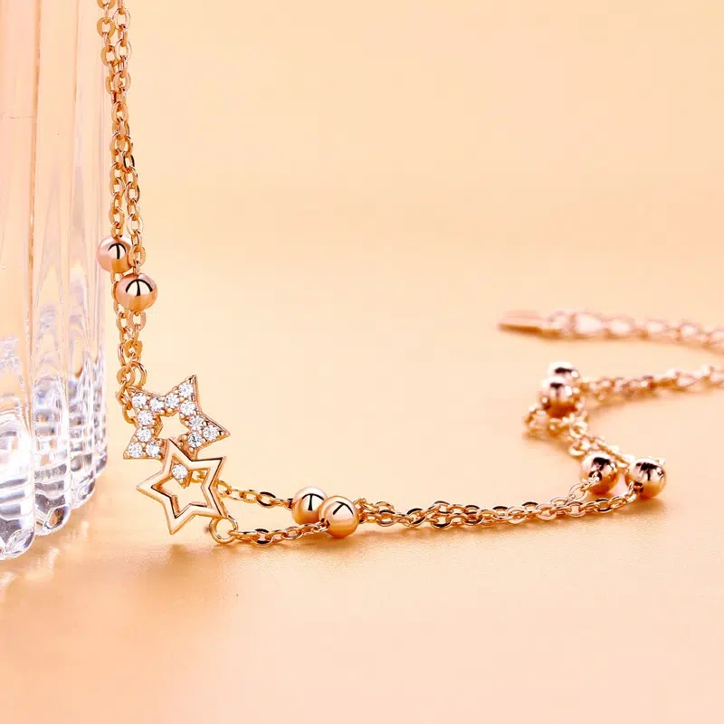 Self Discovery Bracelet Sterling Silver | Dual Star Charm Jewelry for Personal Growth