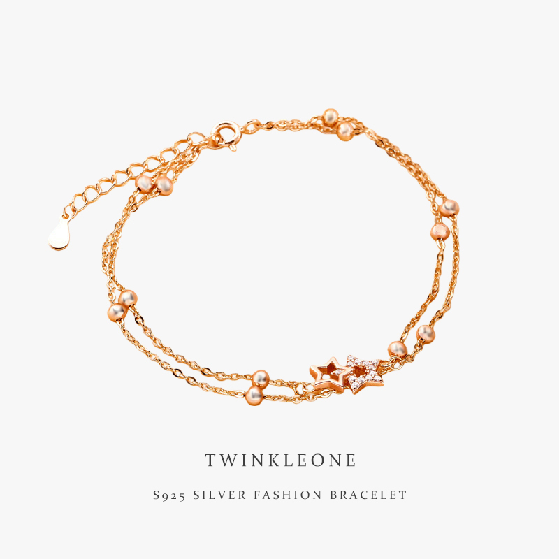 Self Discovery Bracelet Sterling Silver | Dual Star Charm Jewelry for Personal Growth