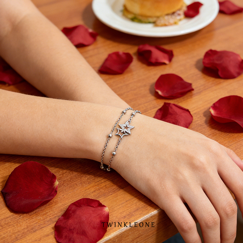 Self Discovery Bracelet Sterling Silver | Dual Star Charm Jewelry for Personal Growth