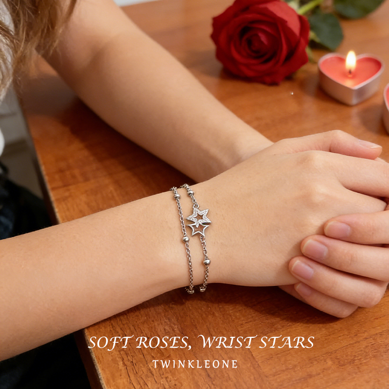 Self Discovery Bracelet Sterling Silver | Dual Star Charm Jewelry for Personal Growth