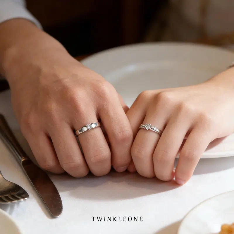 Intertwined and Symbiotic: Custom-Engraved 925 Sterling Silver Couple Rings | Jewelry of Love Bonds