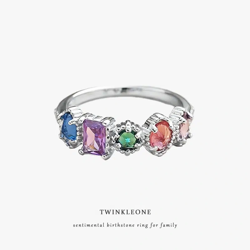 Custom Birthstone Cluster Ring | Sentimental Family Love Stackable Jewelry