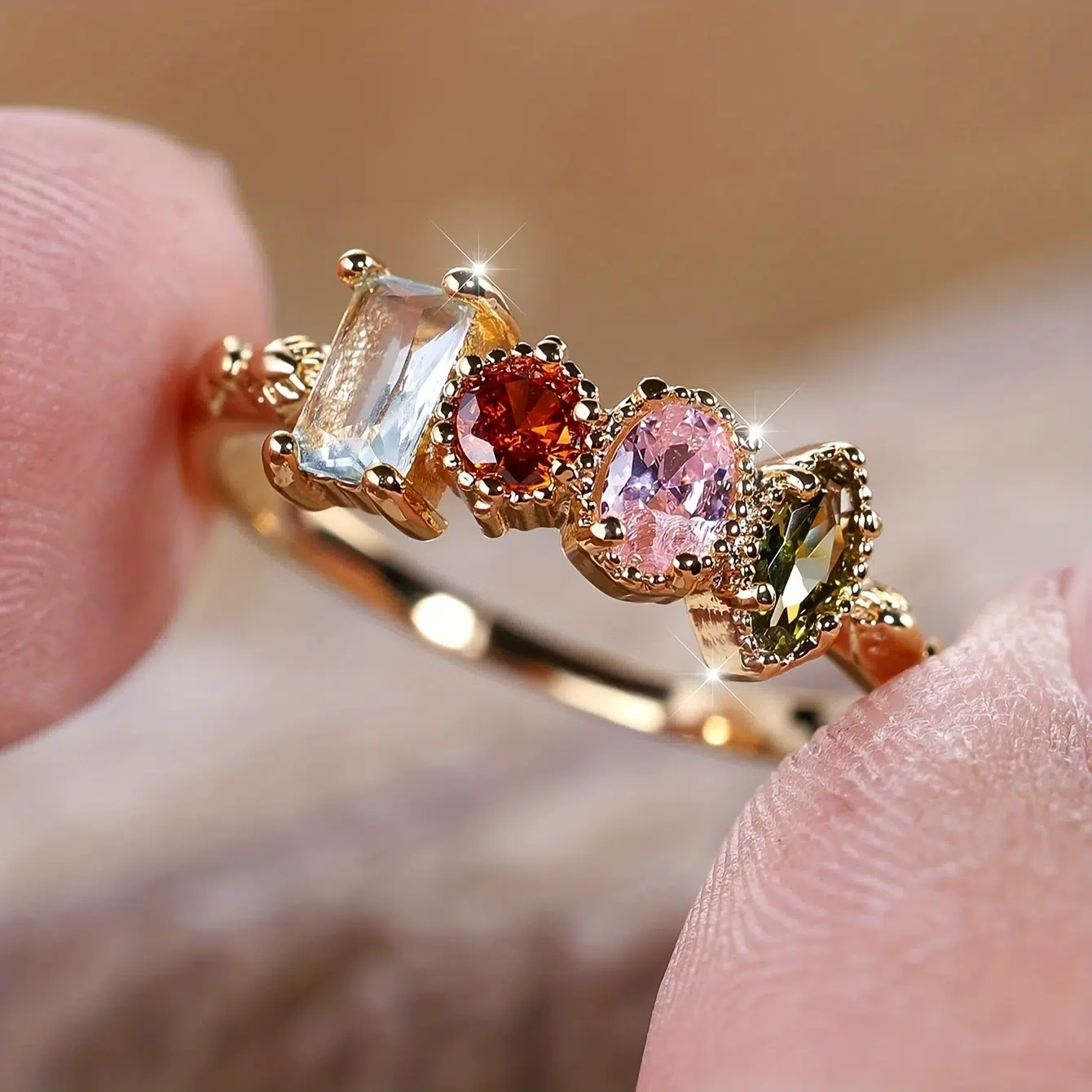 Custom Birthstone Cluster Ring | Sentimental Family Love Stackable Jewelry