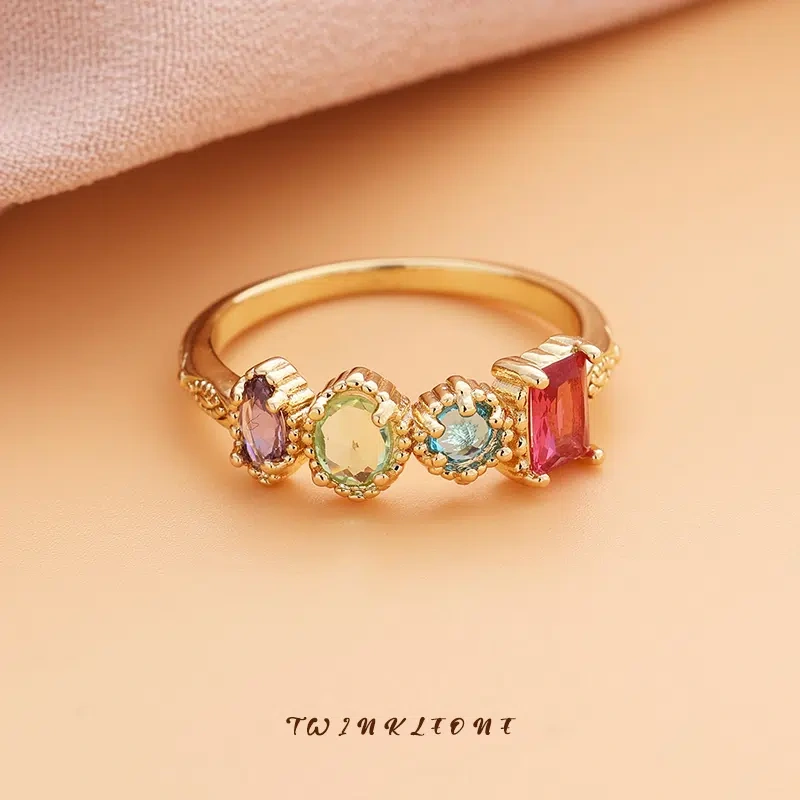 Custom Birthstone Cluster Ring | Sentimental Family Love Stackable Jewelry