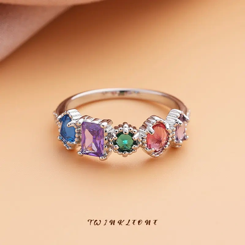 Custom Birthstone Cluster Ring | Sentimental Family Love Stackable Jewelry