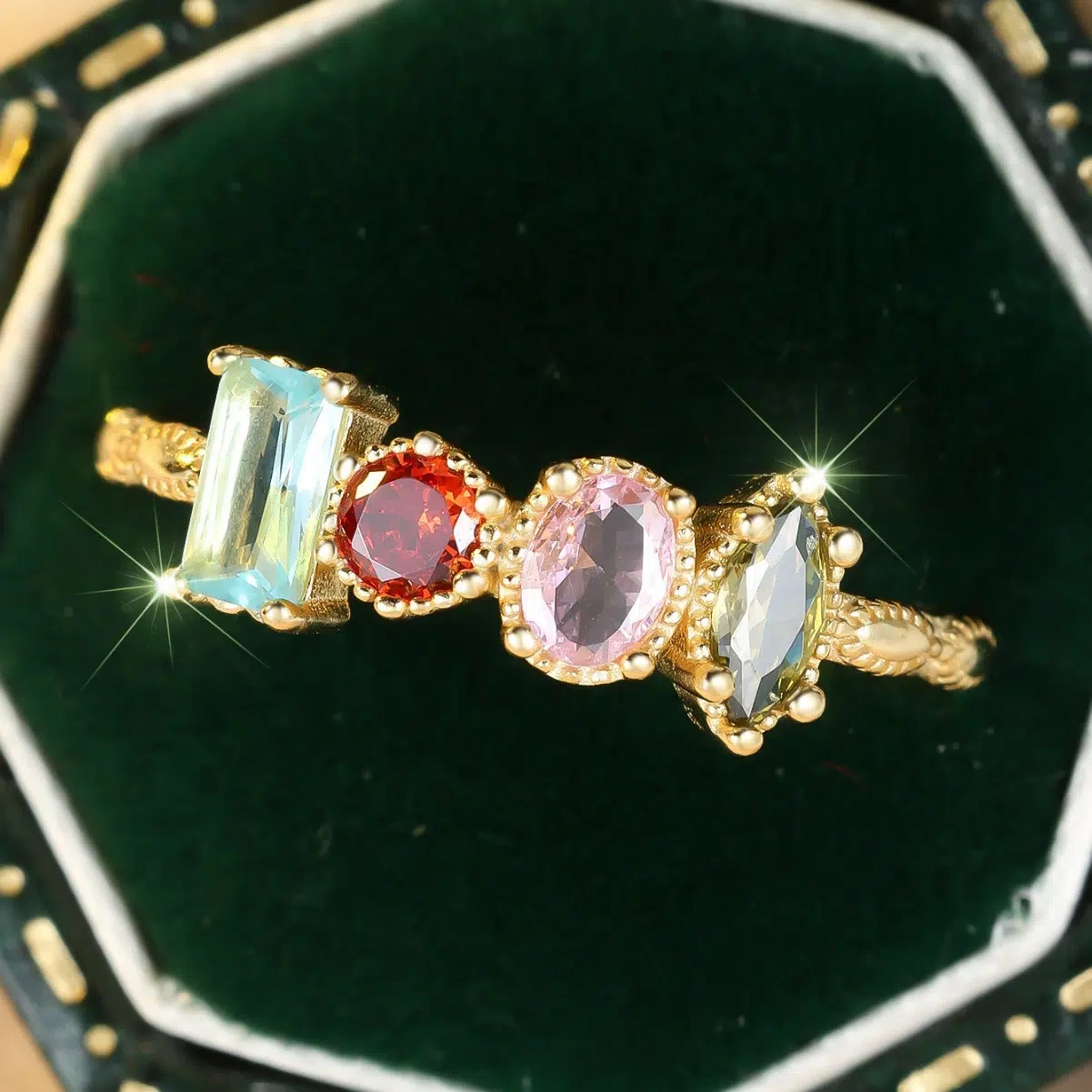 Custom Birthstone Cluster Ring | Sentimental Family Love Stackable Jewelry