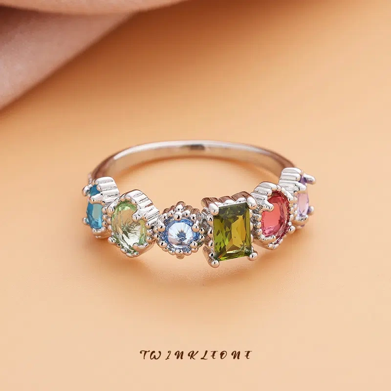 Custom Birthstone Cluster Ring | Sentimental Family Love Stackable Jewelry