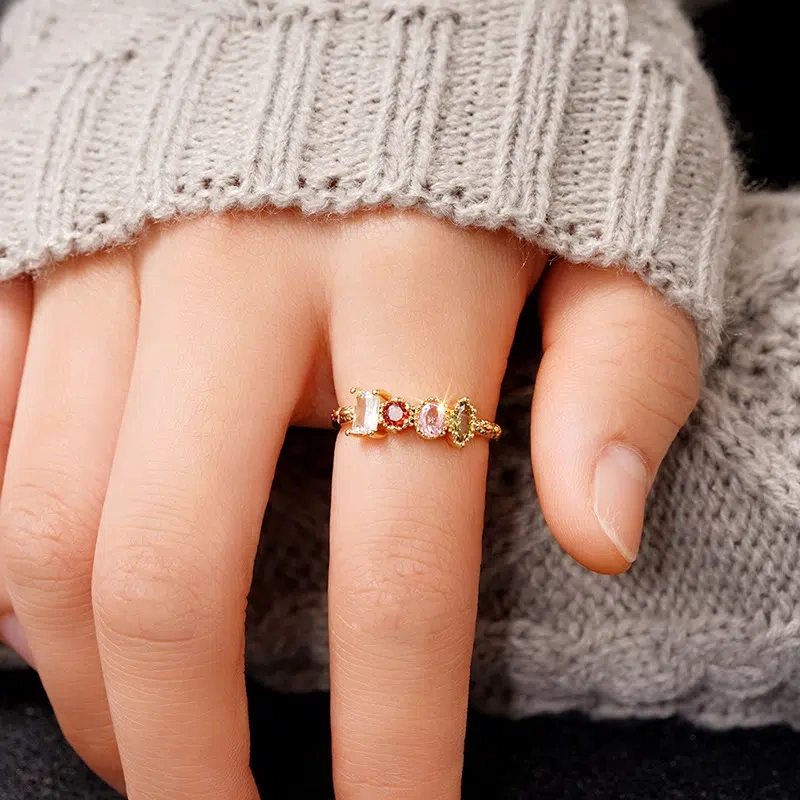 Custom Birthstone Cluster Ring | Sentimental Family Love Stackable Jewelry