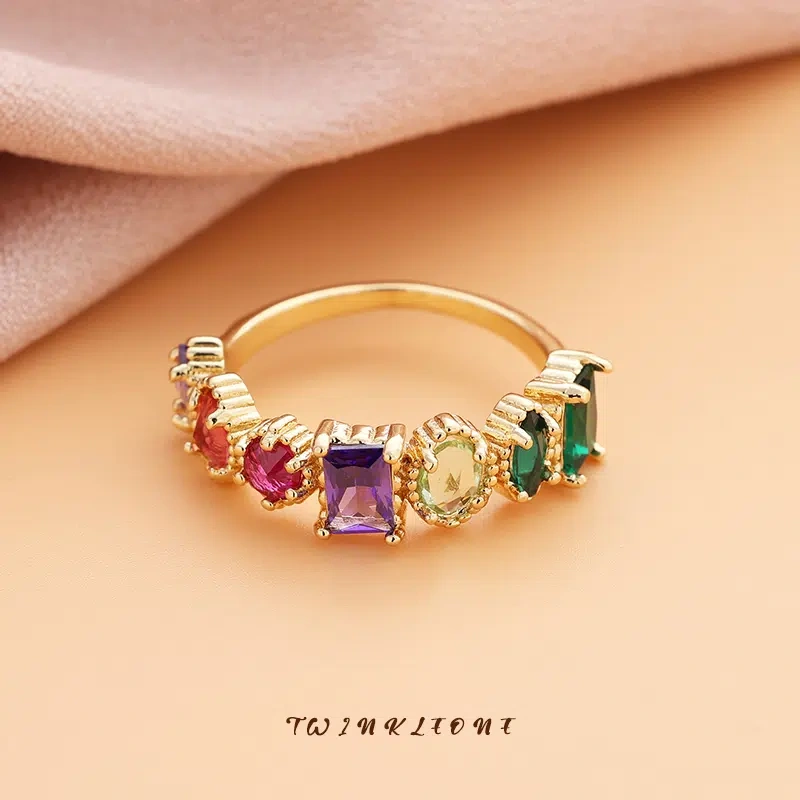 Custom Birthstone Cluster Ring | Sentimental Family Love Stackable Jewelry