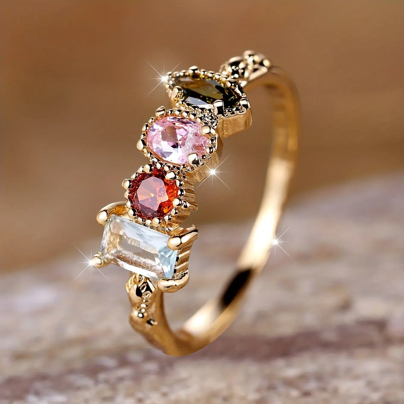 Custom Birthstone Cluster Ring | Sentimental Family Love Stackable Jewelry