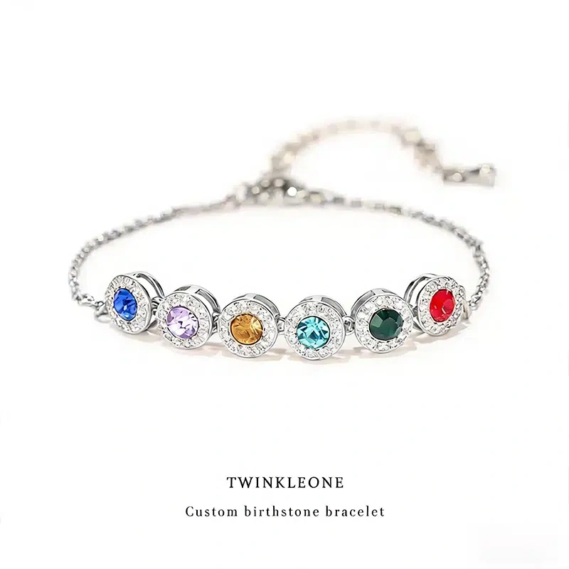 A birthday stone bracelet specially made for her, a gift for her.