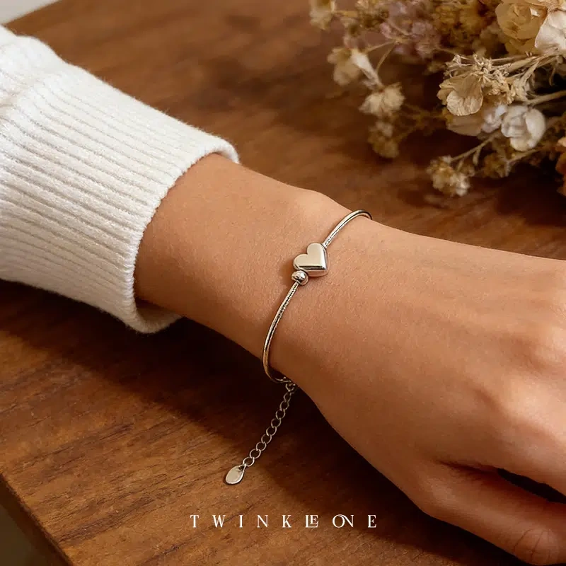 Dainty Sterling Silver Heart Bracelet | The Perfect Gift for Her | Thoughtful Emotional Jewelry