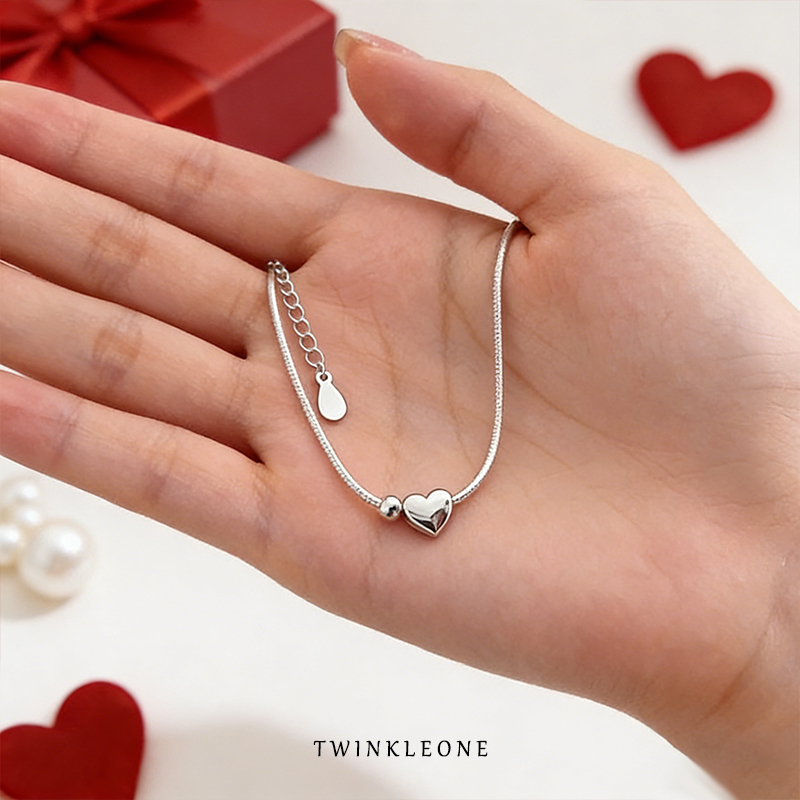 Self-acceptance；S925 Silver Heart Bracelet