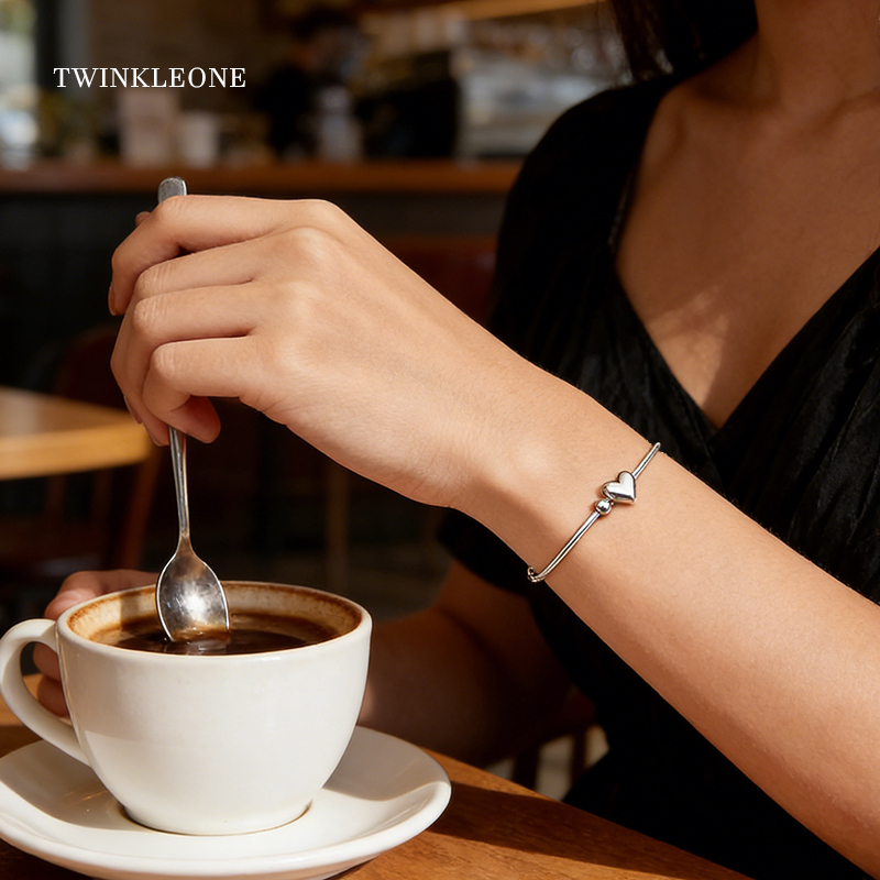 Self-acceptance；S925 Silver Heart Bracelet