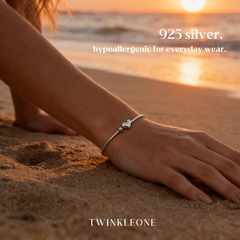Self-acceptance；S925 Silver Heart Bracelet