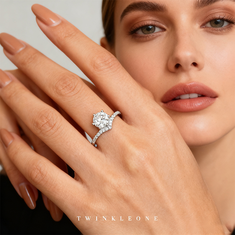 Round Moissanite Promise Ring in Sterling Silver - A Timeless Symbol of Your Love Story