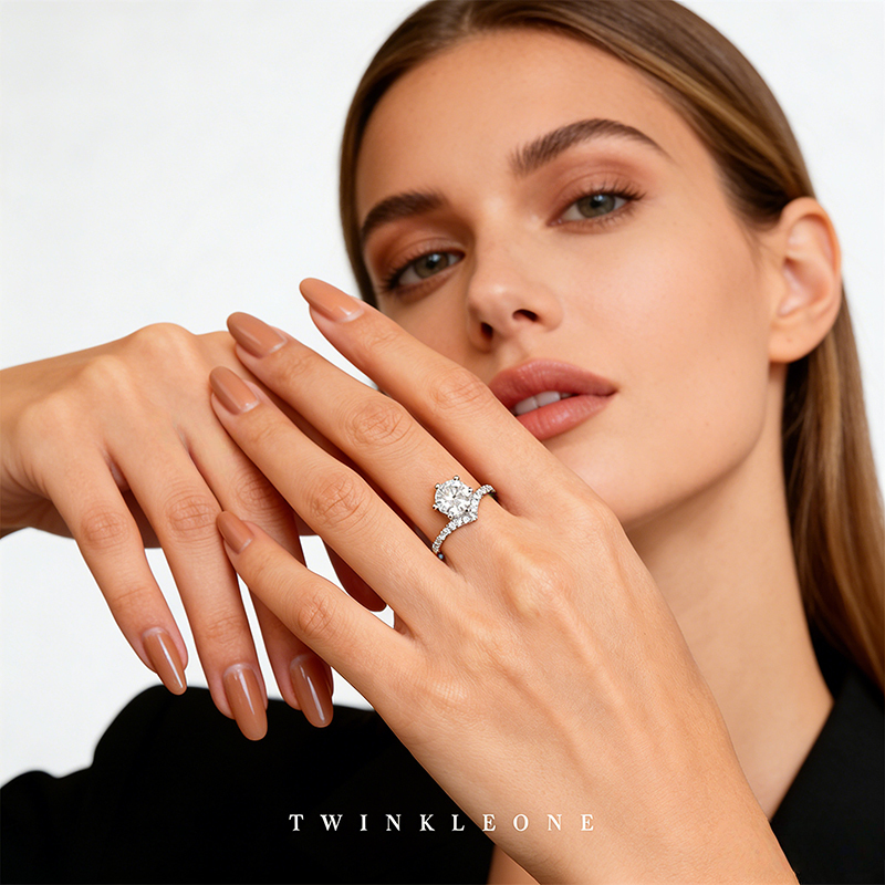 Round Moissanite Promise Ring in Sterling Silver - A Timeless Symbol of Your Love Story