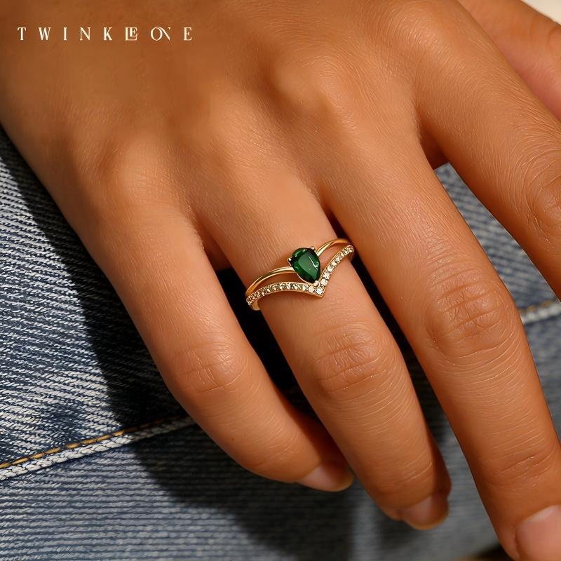 Sterling Silver Teardrop Gem Ring | Adjustable Open Band | Timeless Gift for Loved Ones