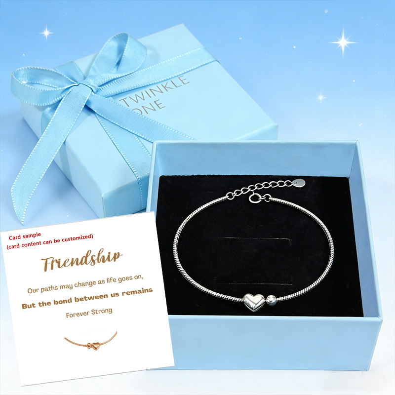 Love Heart  Silver Bead Bracelet