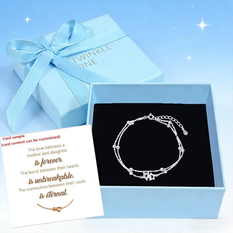Sterling silver double-layer silver bead bracelet