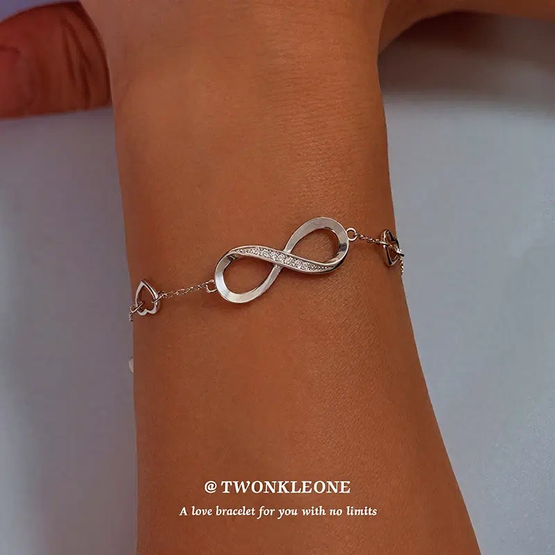 Infinite Connection Bracelet - Sterling Silver Hearts for Mom, Symbol of Eternal Bond