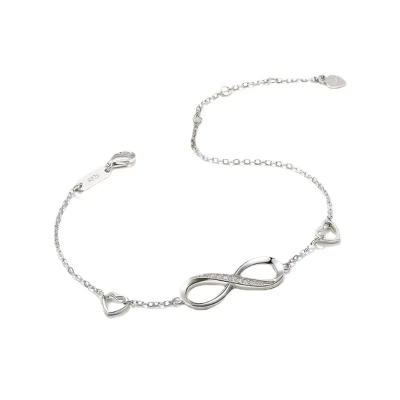 Infinite Connection Bracelet - Sterling Silver Hearts for Mom, Symbol of Eternal Bond