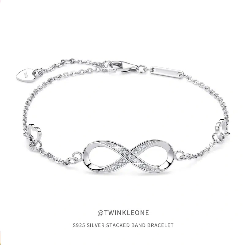 Infinite Connection Bracelet - Sterling Silver Hearts for Mom, Symbol of Eternal Bond