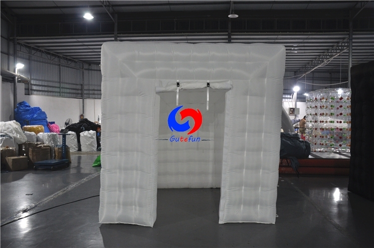 portable wedding party nightclub led light black inflatable cube tent photo booth