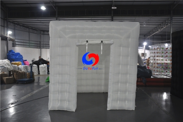 portable wedding party nightclub led light black inflatable cube tent photo booth