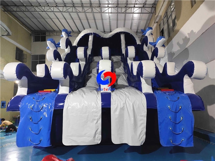 11.5m*6.5m *8.5m big wave inflatable pool slide