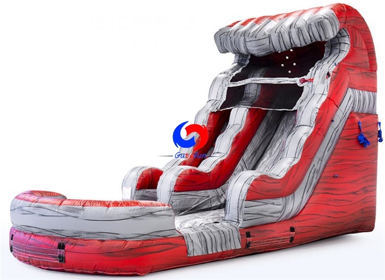 Tropical liquid hot magma inflatable water slide with plunge pool