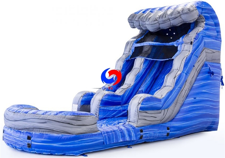 Tropical laguna waves inflatable water slide with plunge pool