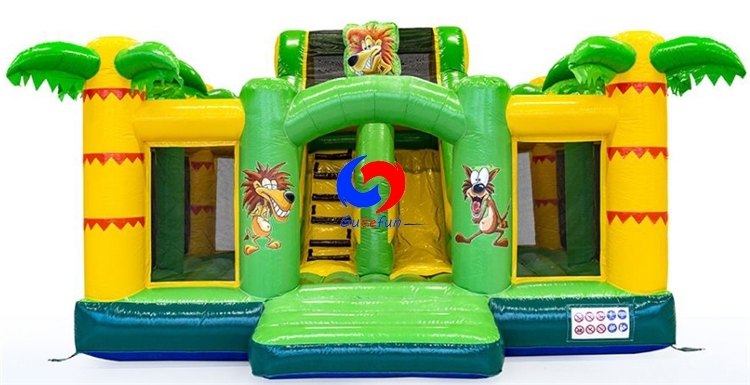 Jungle inflatable bouncy castle with slide
