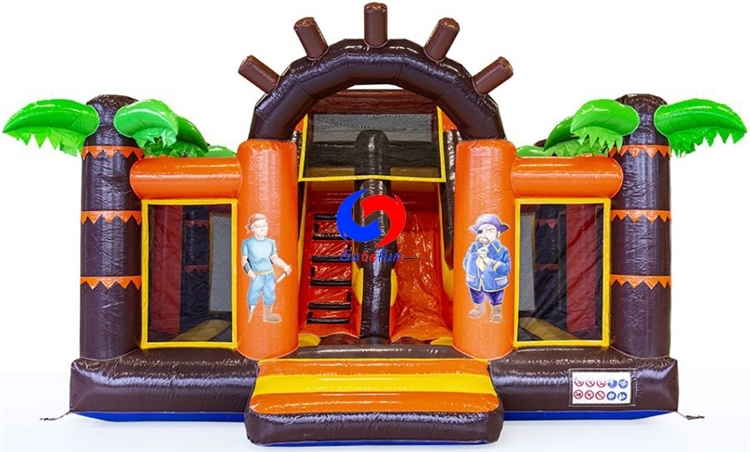 Pirate ship inflatable bouncy castle with slide
