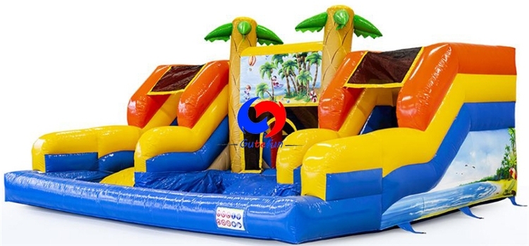 Inflatable water slide with splash pool