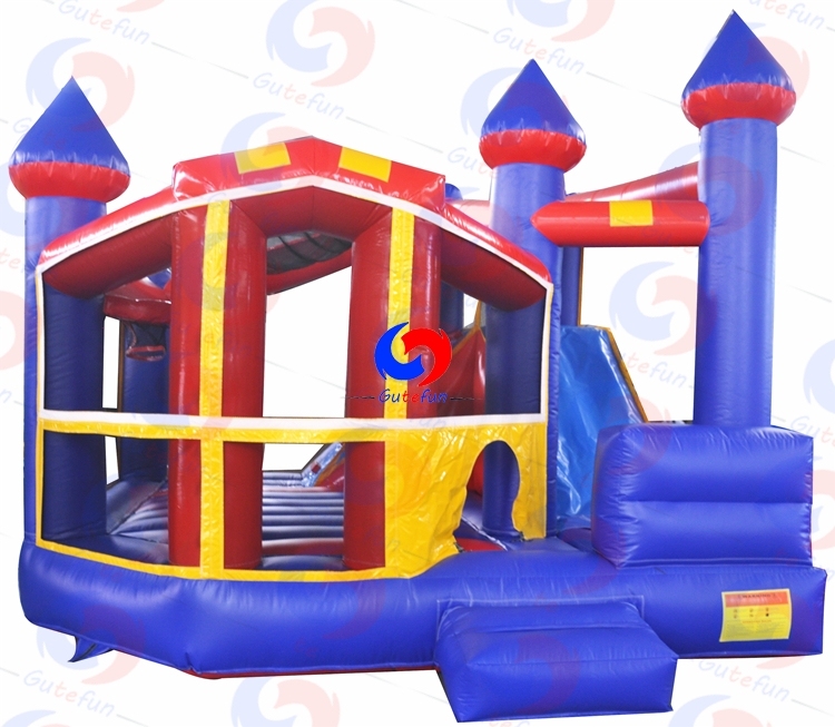 Backyard family funtime Multi play 5 in 1 children inflatable castle jump slide combo, moon bounce inflatable with a slide