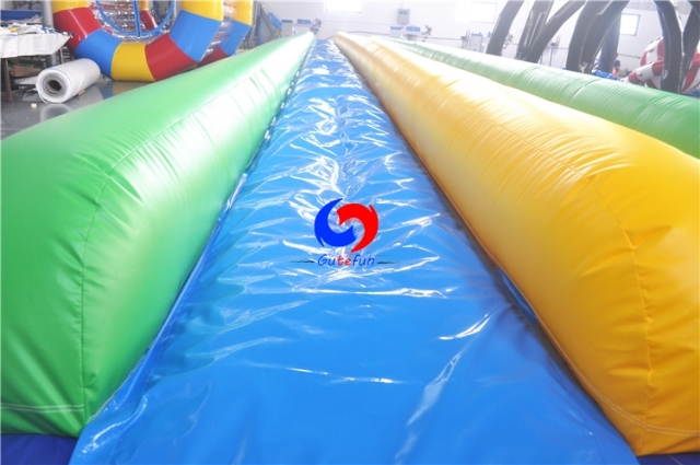commercial double lane giants inflatable water slide, dual lane water slip and slide for adult kids