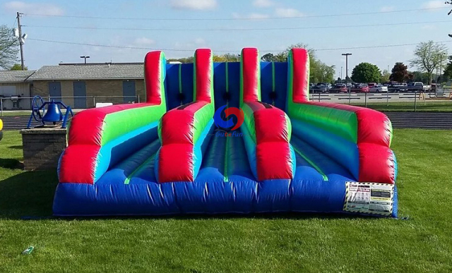 3 man Three lane horizontal bungee run inflatable