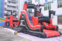 18.3m*3m*4.8m party events pirate ship theme inflatable obstacle course for sale