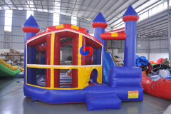 Backyard family funtime Multi play 5 in 1 children inflatable castle jump slide combo, moon bounce inflatable with a slide
