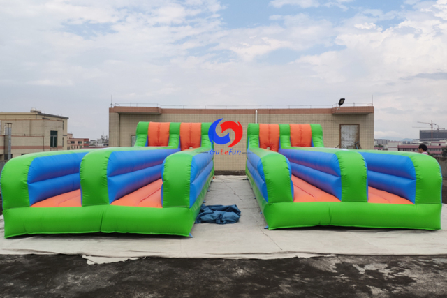 10M double lane horizontal bungees run inflatable