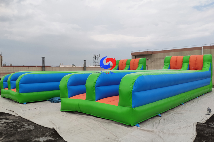 10M double lane horizontal bungees run inflatable