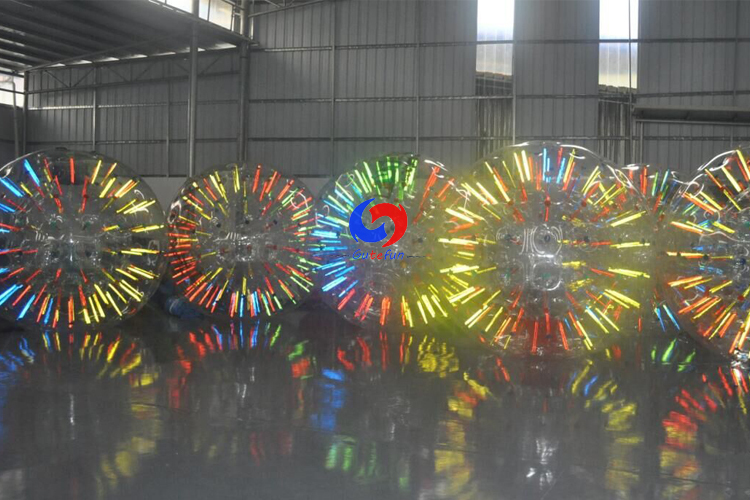 lighting TPU inflatable human hamster zorb ball with reflecting stripes for sale
