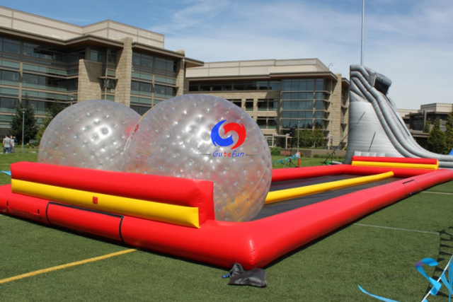 2 human hamster rolling Double lane inflatable zorb ball race track