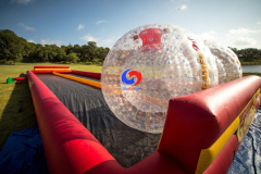 2 human hamster rolling Double lane inflatable zorb ball race track