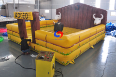 customized large Western inflatable crash mattress kids adult mechanical rodeo bull riding toys for sale